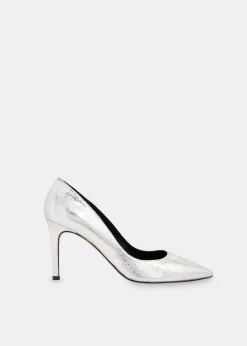 Silver Corie Textured Heeled Pump