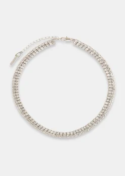 Silver Double Gem Necklace