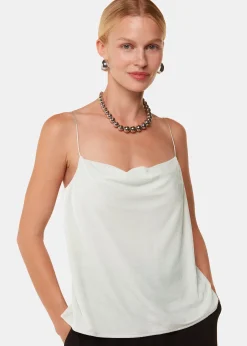 Silver Velvet Cowl Neck Cami Top