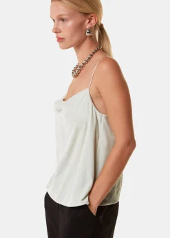 Silver Velvet Cowl Neck Cami Top