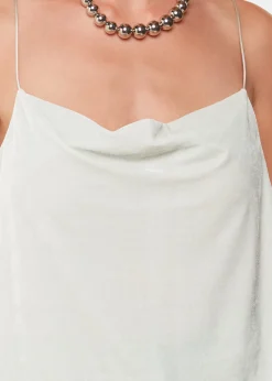 Silver Velvet Cowl Neck Cami Top