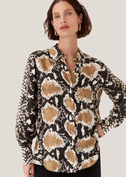 Snake Print Silk Snake Oversized Shirt