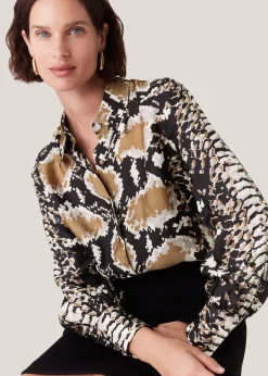 Snake Print Silk Snake Oversized Shirt