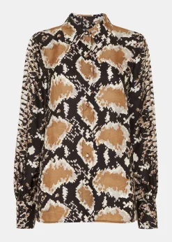 Snake Print Silk Snake Oversized Shirt
