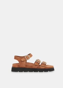 Tan Jemma Triple Buckle Sandal