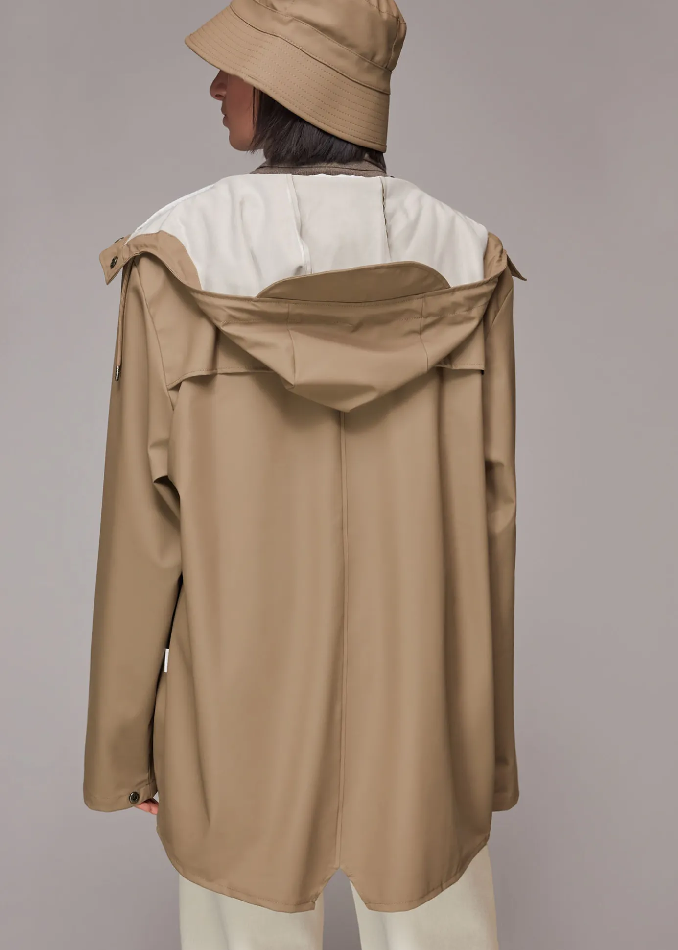 Taupe Rains Hooded Jacket