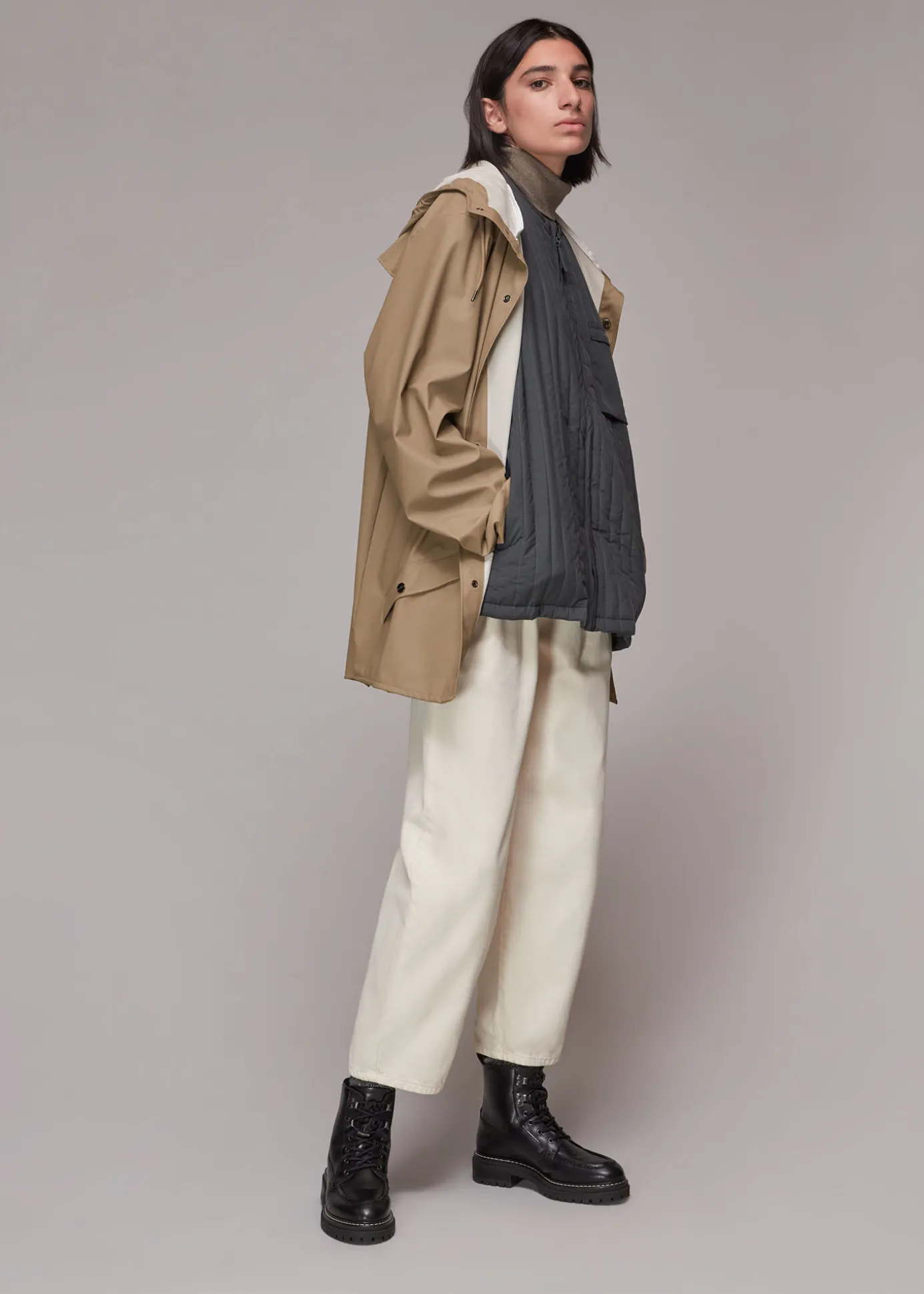 Taupe Rains Hooded Jacket