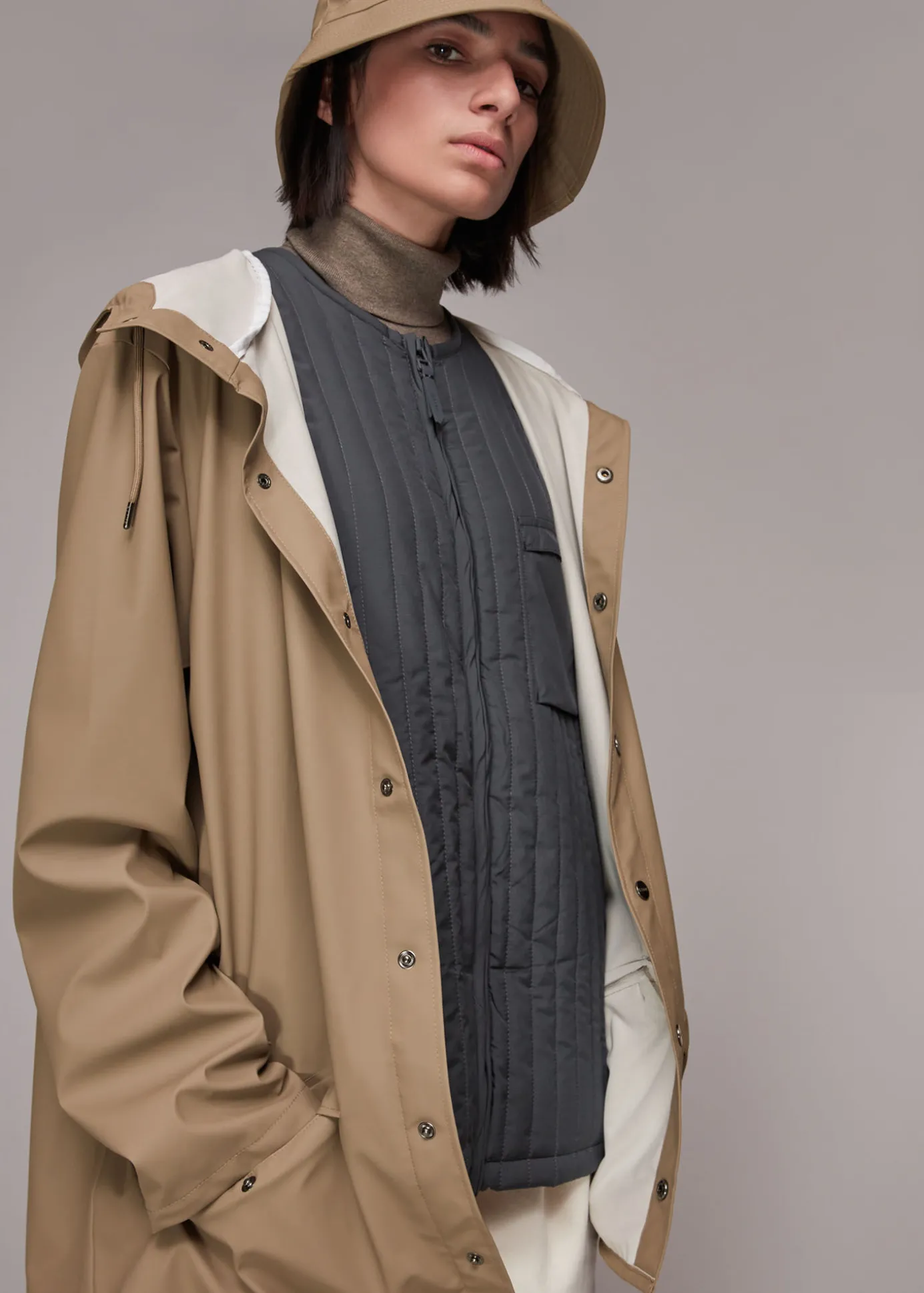 Taupe Rains Hooded Jacket