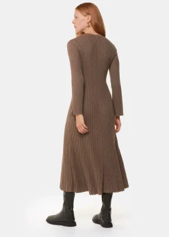 Taupe Willow Ribbed Knit Dress