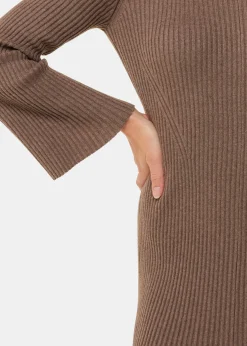 Taupe Willow Ribbed Knit Dress