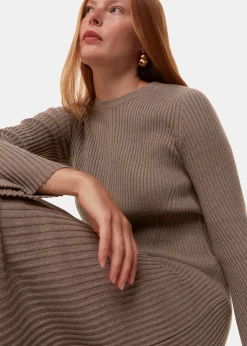 Taupe Willow Ribbed Knit Dress