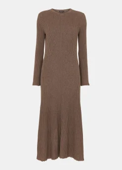 Taupe Willow Ribbed Knit Dress
