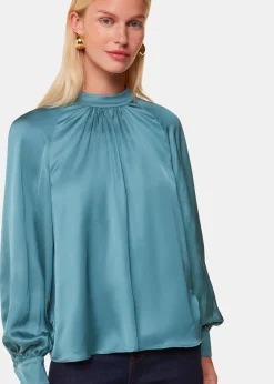 Teal Lea Satin Blouse