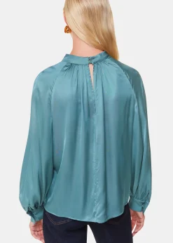 Teal Lea Satin Blouse