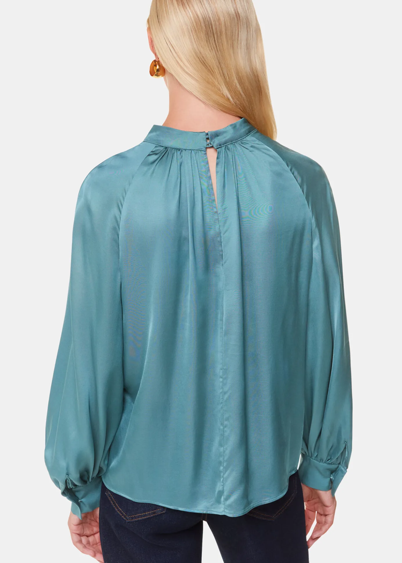 Teal Lea Satin Blouse