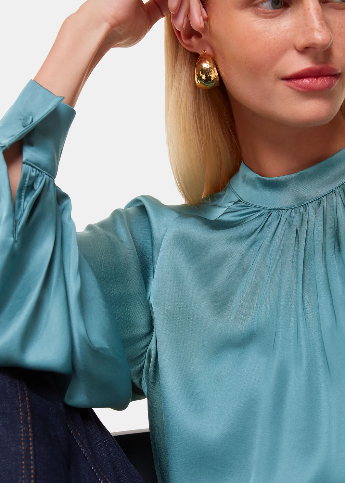 Teal Lea Satin Blouse