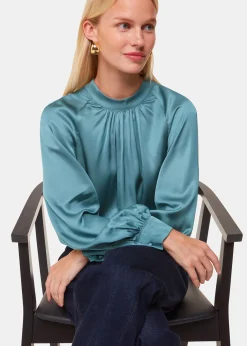 Teal Lea Satin Blouse