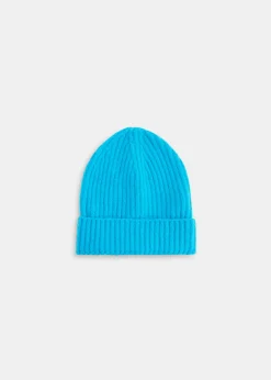 Turquoise Wool Mix Rib Beanie