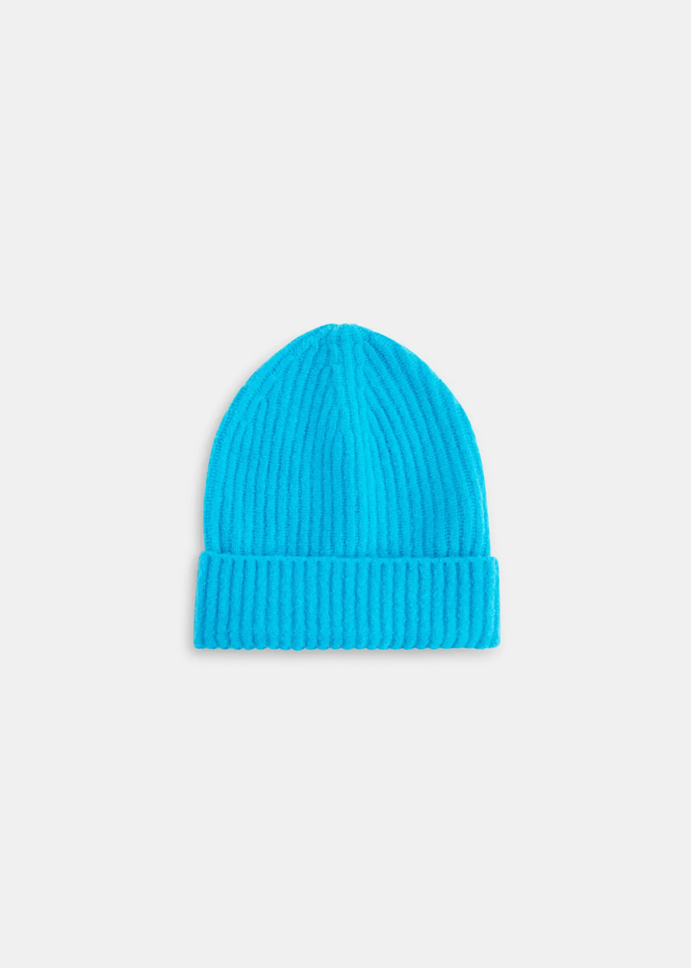 Turquoise Wool Mix Rib Beanie