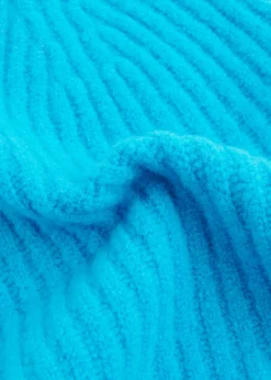 Turquoise Wool Mix Rib Beanie