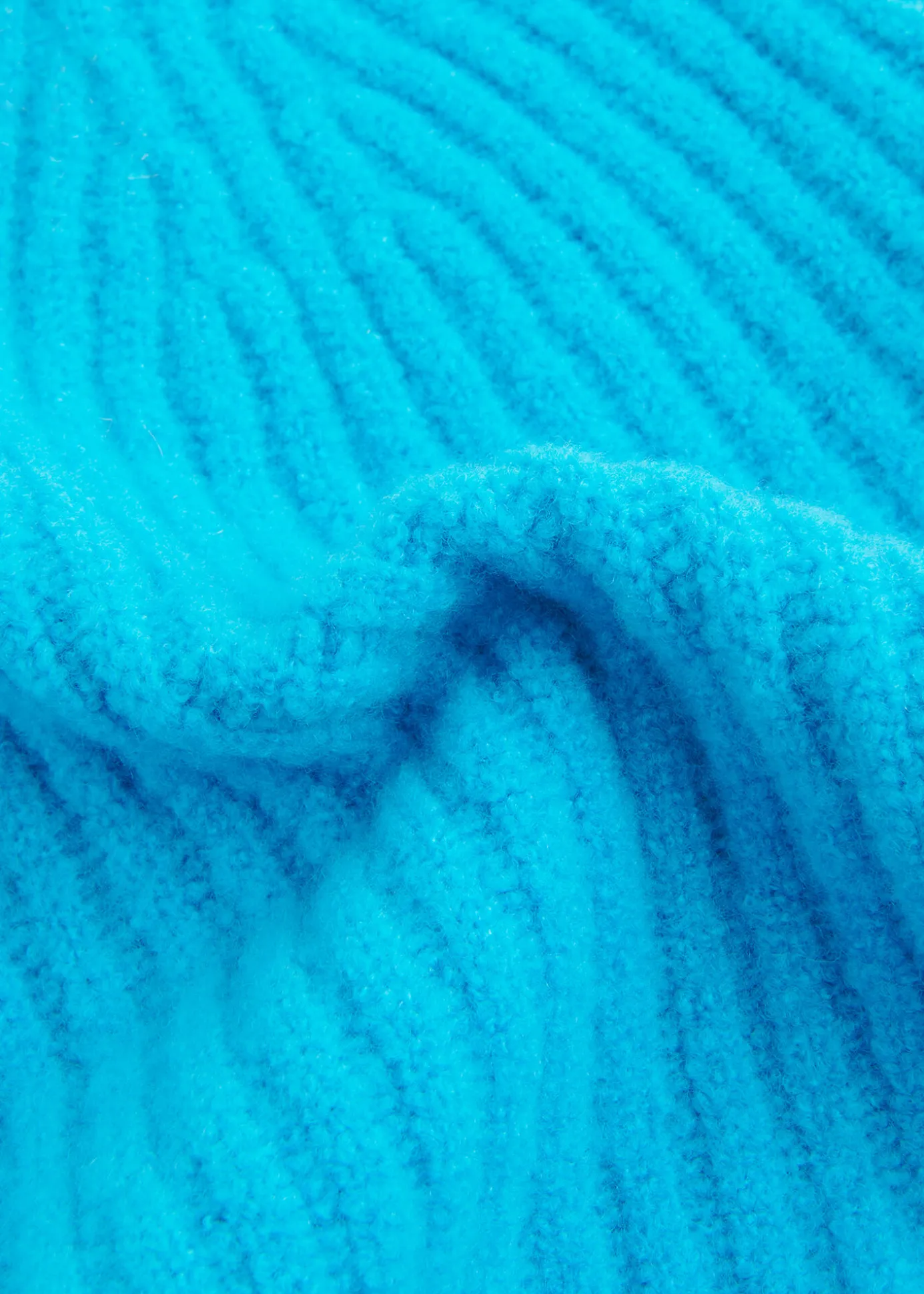 Turquoise Wool Mix Rib Beanie