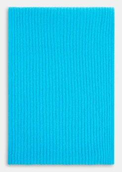 Turquoise Wool Mix Rib Scarf