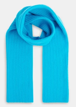 Turquoise Wool Mix Rib Scarf