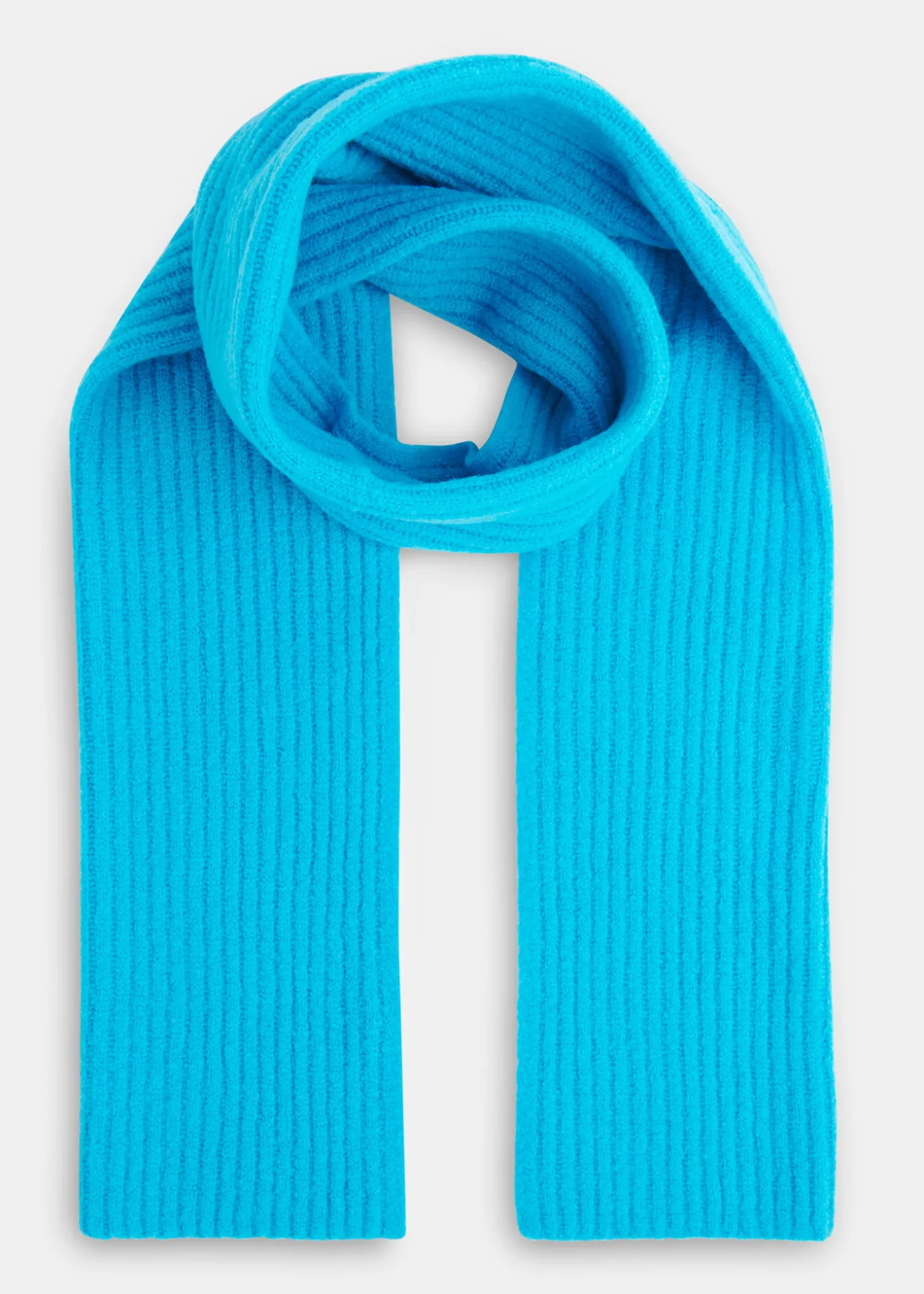 Turquoise Wool Mix Rib Scarf