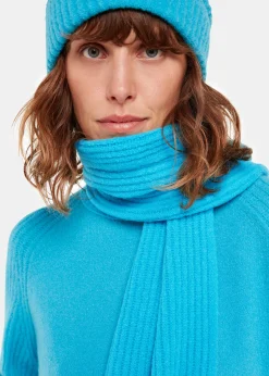 Turquoise Wool Mix Rib Scarf