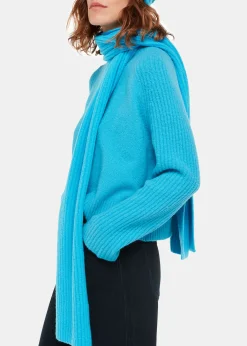 Turquoise Wool Mix Rib Scarf