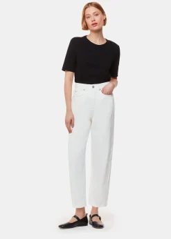 White Authentic Barrel Leg Jean