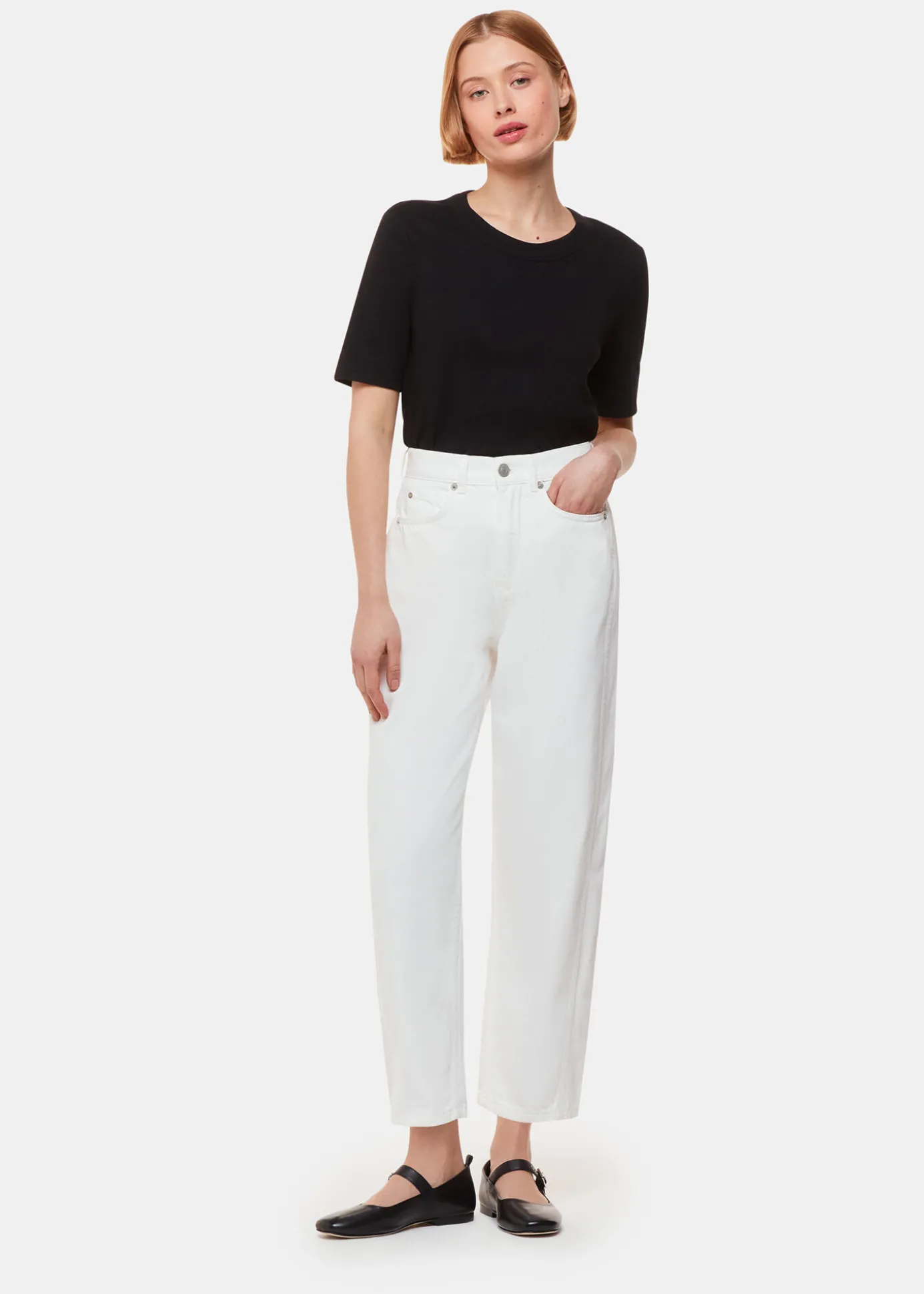 White Authentic Barrel Leg Jean