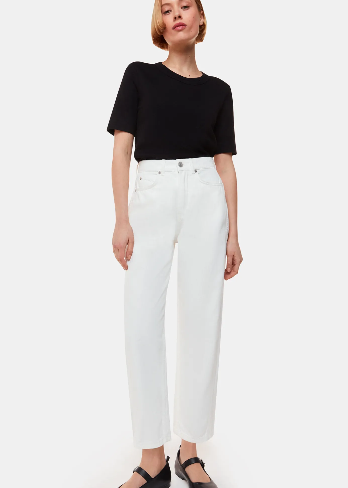 White Authentic Barrel Leg Jean