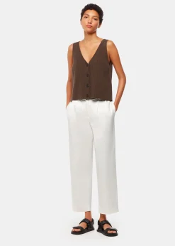 White Bethany Barrel Leg Trouser