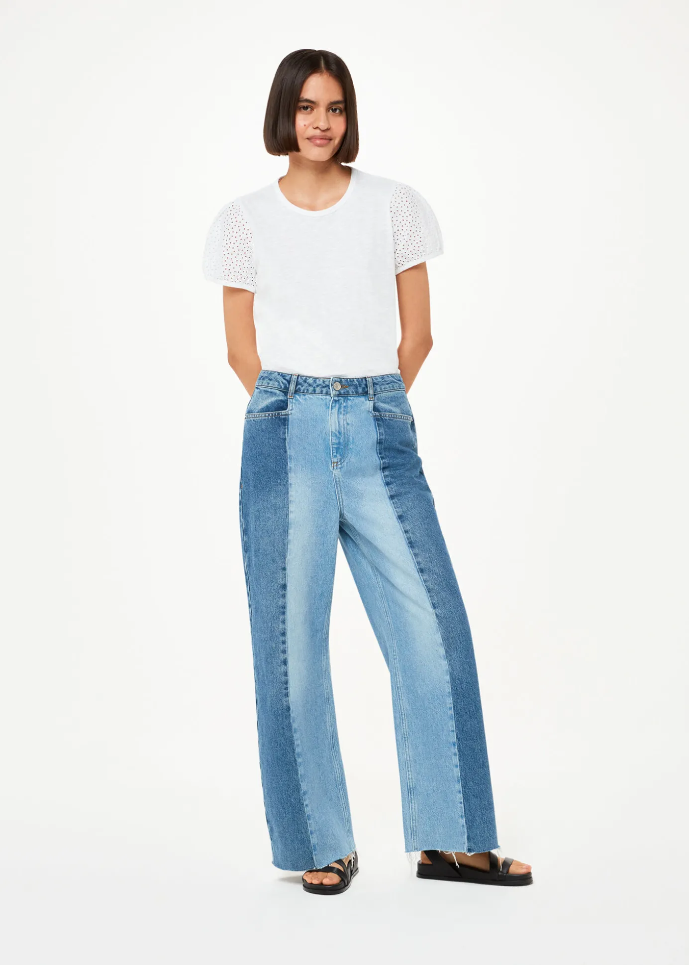 White Broderie Puff Sleeve T-Shirt