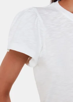 White Cotton Frill Sleeve T Shirt