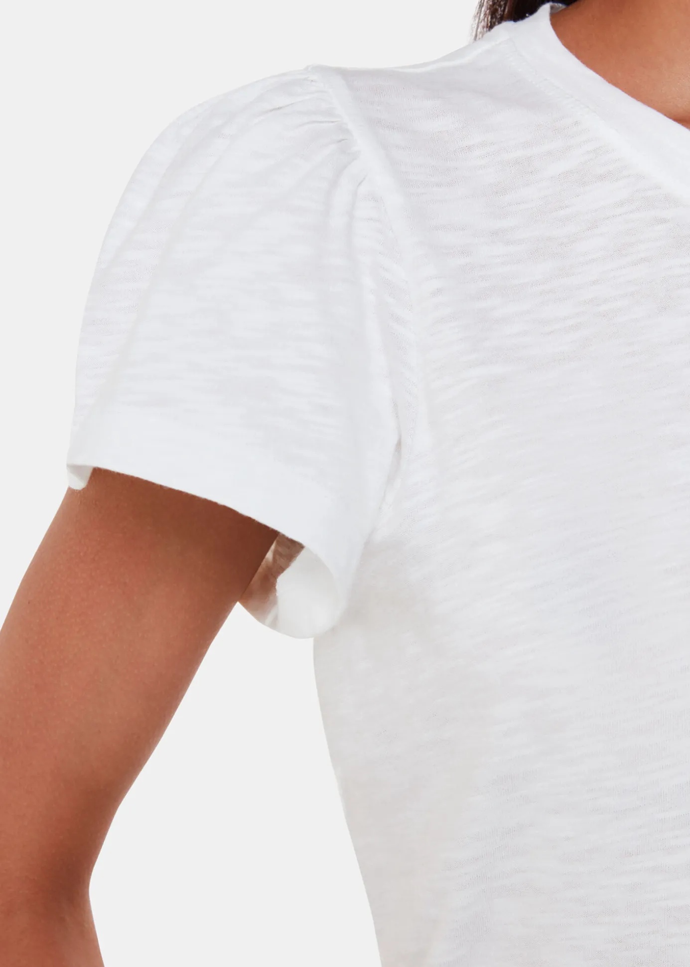 White Cotton Frill Sleeve T Shirt