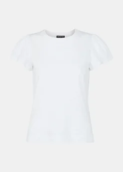 White Cotton Frill Sleeve T Shirt