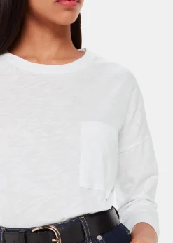 White Cotton Patch Pocket Top