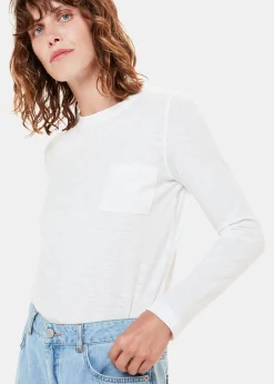 White Crew Neck Pocket Top