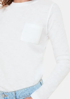 White Crew Neck Pocket Top