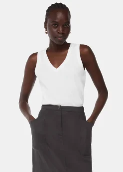 White Ellis V Neck Jersey Vest