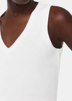 White Ellis V Neck Jersey Vest