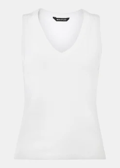 White Ellis V Neck Jersey Vest