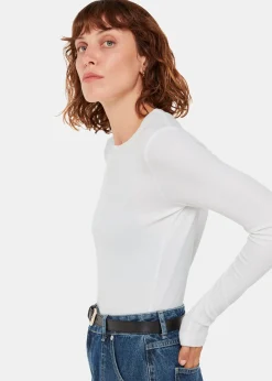 White Essential Ribbed Crew