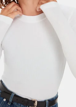 White Essential Ribbed Crew