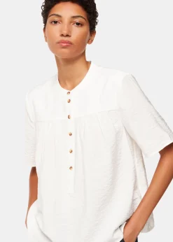 White Freda Short Sleeve Top
