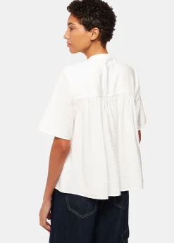 White Freda Short Sleeve Top