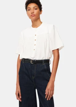 White Freda Short Sleeve Top