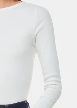 White High Neck Long Sleeve Rib Top